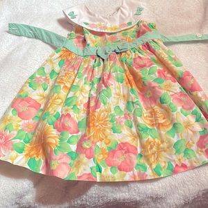 BTK Kids, dress, size 5, pink, green, yellow orange flower.